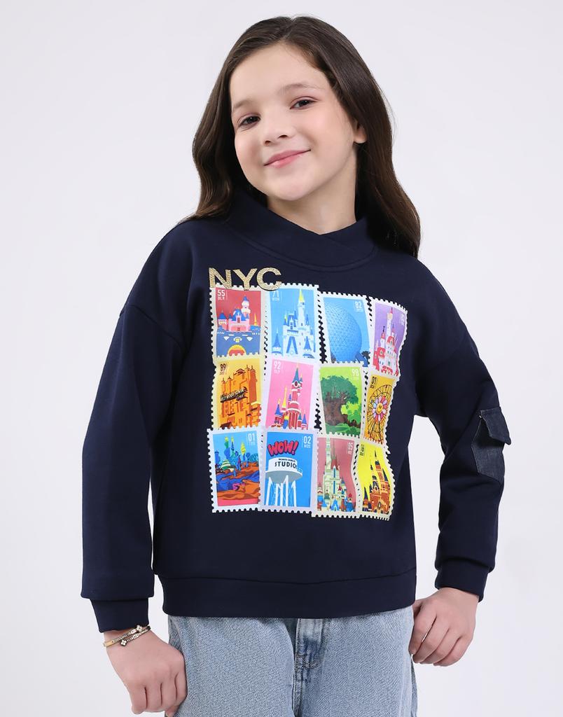 MONTE CARLO Girls Mock Neck Full Sleeve Sweatshirt