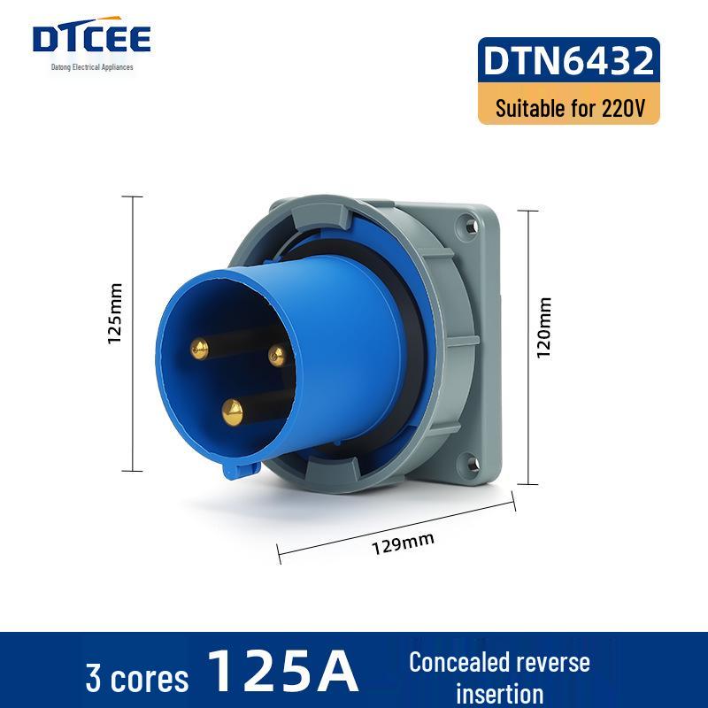 63A IP67 Reverse Insertion Plug Socket with 3-Core, 4-Hole, 5-Pin Connector