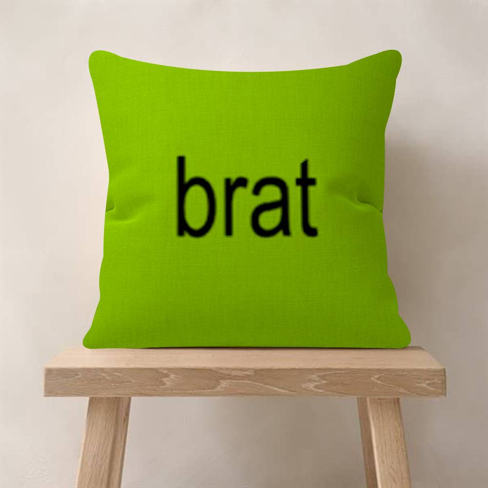 Singer CCharli XCX BRAT  Pillow Covers Cartoon Sofa Decorative Home Doublesided Printing Short Plush Cute Cushion Cover