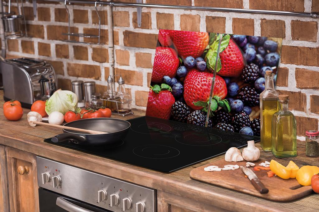 GLAS-KOCHFELDSCHUTZPLATTE 75x52 ERDBEEREN