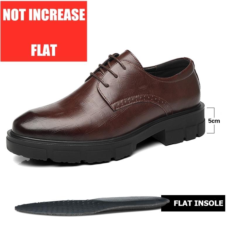 New Men Hollow Summer Platform High Heel 5/8/10 CM Height Growth Formal Men Derby Leather Shoes Man Wedding Dress Shoes Elevator