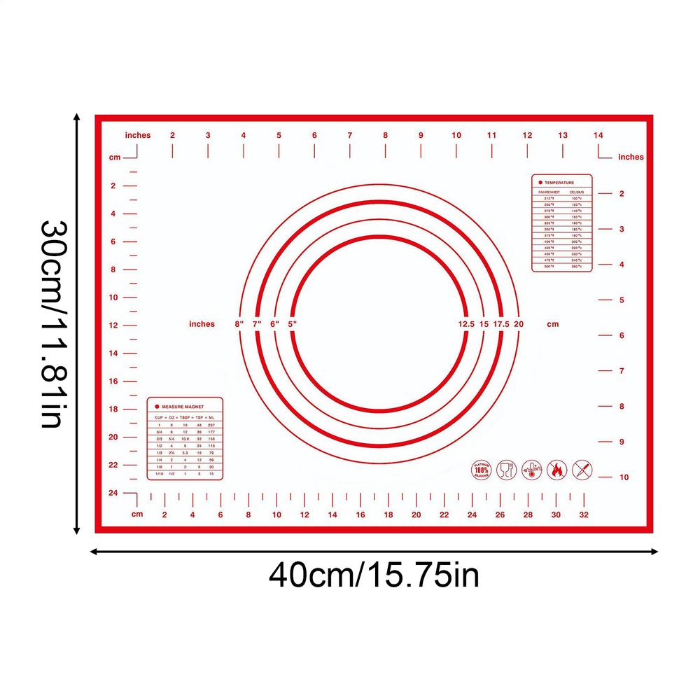 Pastry Mats For Rolling Dough 15.75x11.81 Inch Non Stick Rolling Supplies Silicone Pastry Dough Sheet For Cutting Cookie Bread