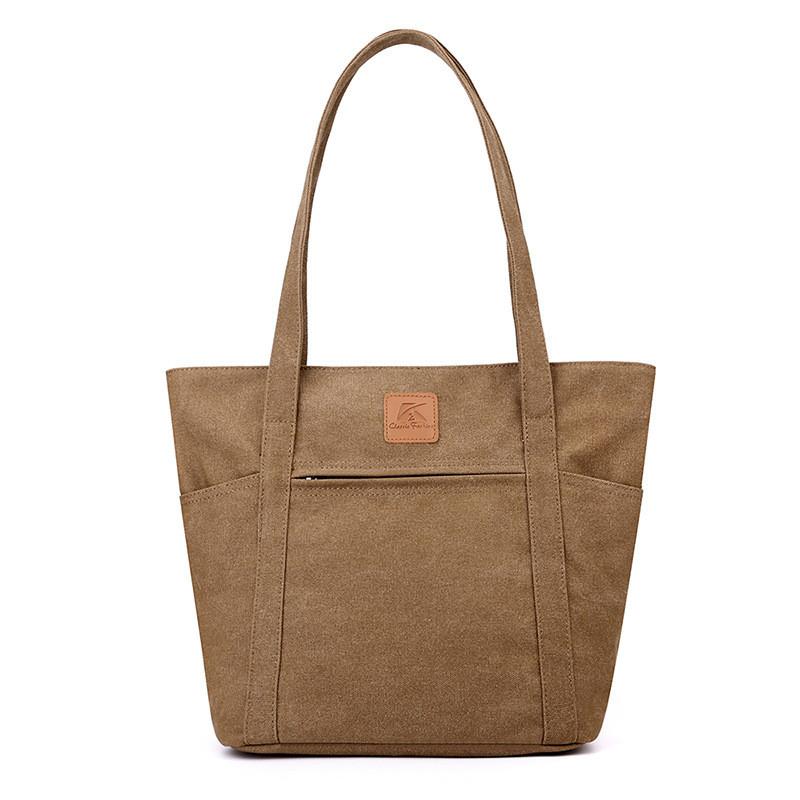 Canvas-Tragetasche für Damen mit Reißverschlusstasche und urbanem Stil für den täglichen Gebrauch
