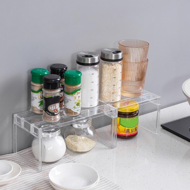 Multi Purpose Layered Fridge Rack Space Saving Kitchen Organizer Shelf Accessory Transparent Cosmetics Desktop Stand