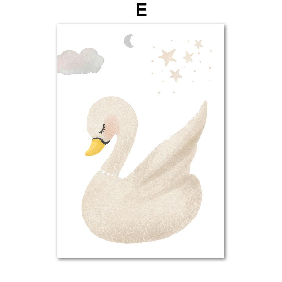 Mädchen Prinzessin Schwan Einhorn Schloss Regenbogen Kindergarten Wand Kunst Leinwand Malerei Poster Und Drucke Bild Für Baby Kinder Zimmer Dekor