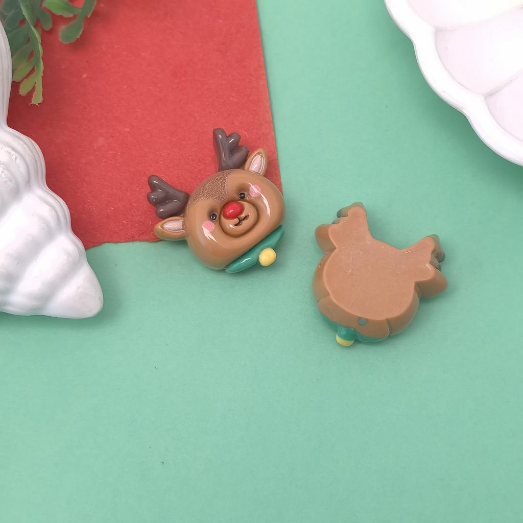 Kawaii Cartoon Christmas Series Flatback Resin Cabochon DIY Headwear Craft Doll House Accessories
