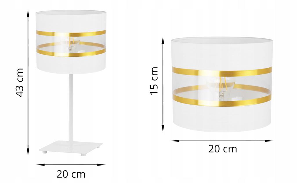 Night Table Lamp, Elegant Gold Lampshade, 20 Cm