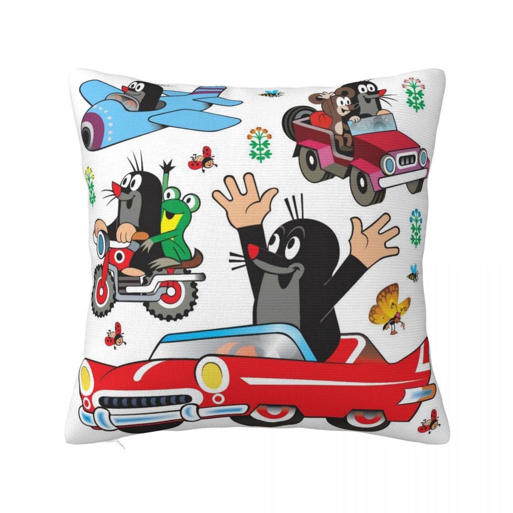 The Little Mole & Friends Pillow Cover Polyester Pillow Case Cushion Cover Funny Design Pillowcases For Living Room Chair