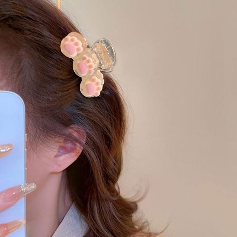 Cute Cartoon Paws Design Small Hair Claw Clip For Women Strong Plastic Hair Accessories Multiple Colors