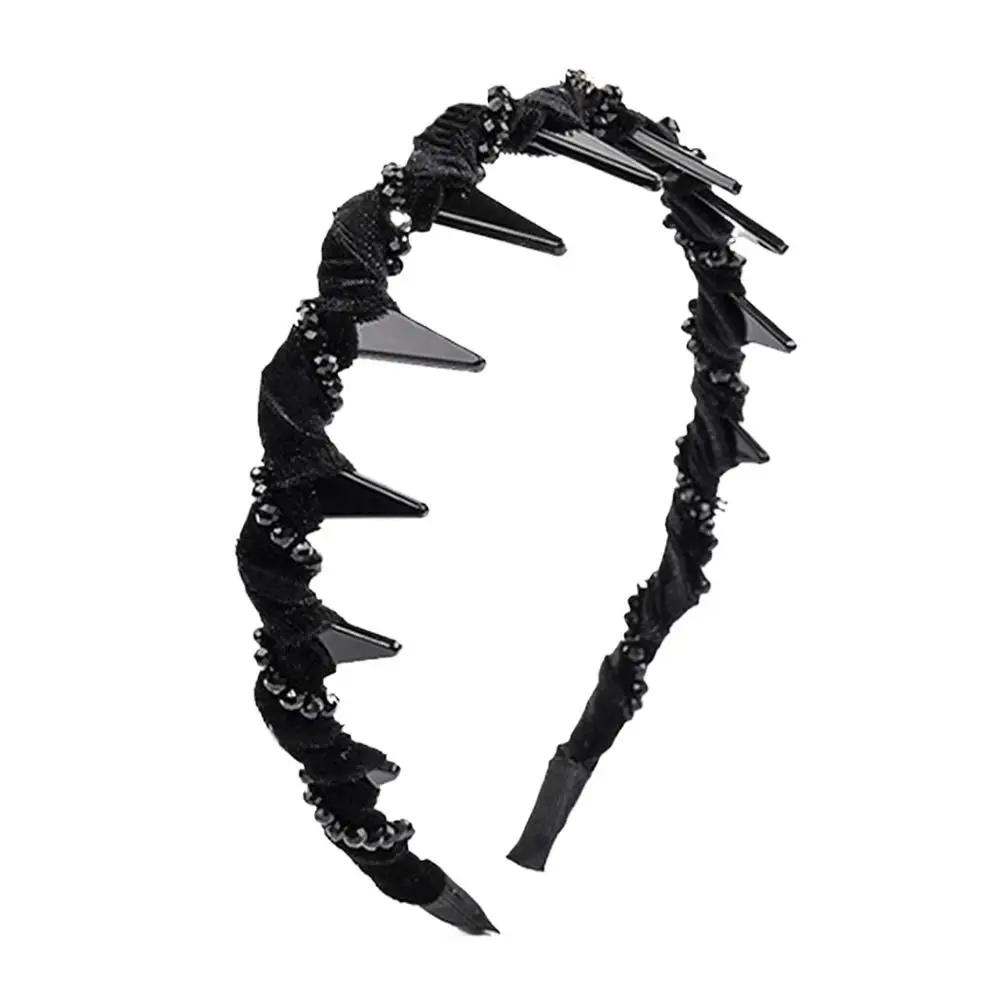 

Retro Vintage Velvet Pearl Wave Top Hairband Anti-Slip Toothed Hairband For Women Girls Fashion Sweet Hair Accessories