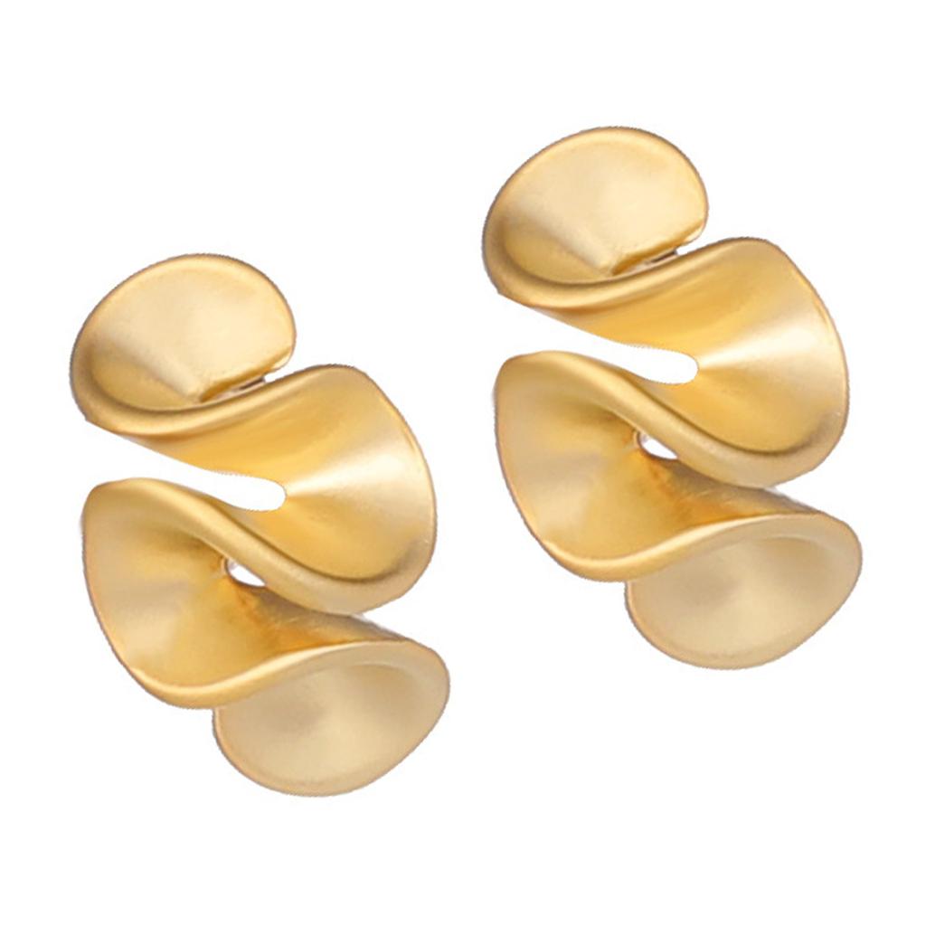 Fashion Ruffle Studs Earrings Statement Earring Copper Texture Ear Studs Ears Accessory Present for Woman and Girls