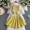 Small man pure desire backless suspender dress women's summer new striped knitted waist thin a word short skirt