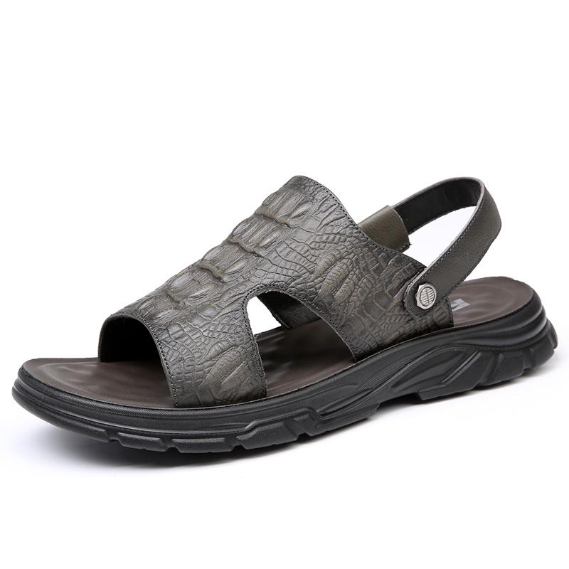 Fashion Summer Comfortable Soft Bottom Lightweight Fashion Men Breathable Non Slip High Quality Top Layer Cowhide Beach Outdoor Sandals