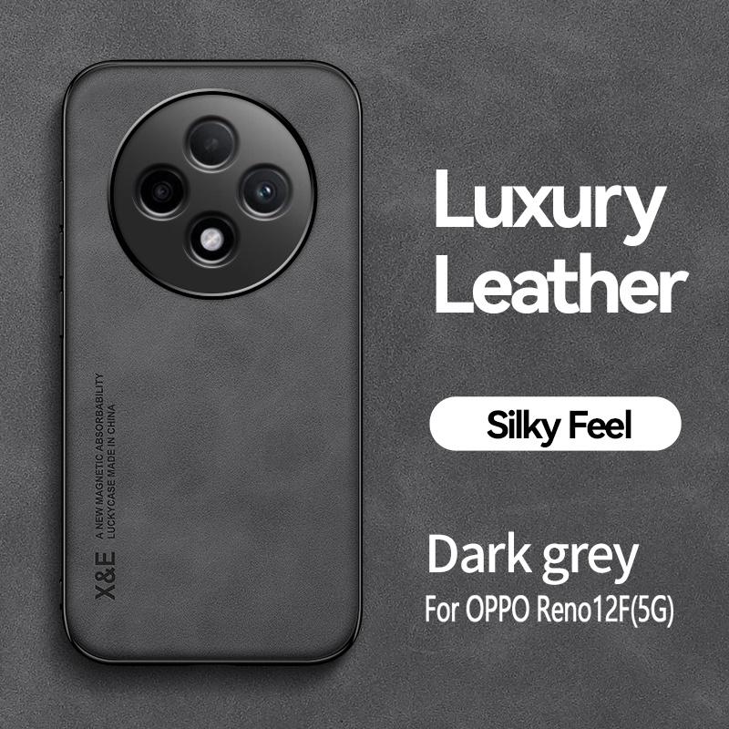 Funda For OPPO Reno12F 5G Case Shockproof Silicone Leather Magnetic Holder Coque For OPPO Reno12 F Reno 12F 12 F 5G Back Cover