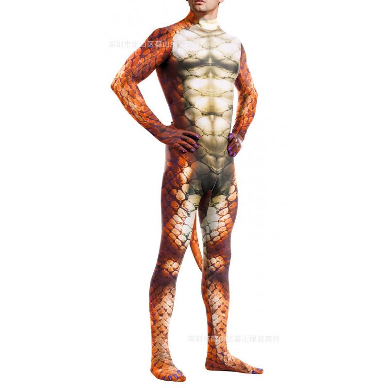 Fantasia de Carnaval Cosplay para Adulto Macacão Unissex sexy com Cauda Huskies Estampa Animal Poliéster Ternos