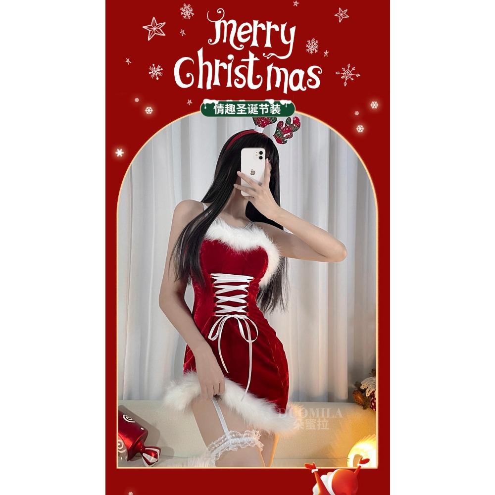 Christmas Wear Atmosphere New Year's Robe Small Short Skirt Women's Sexy Christmas Themed Skirt Dress
