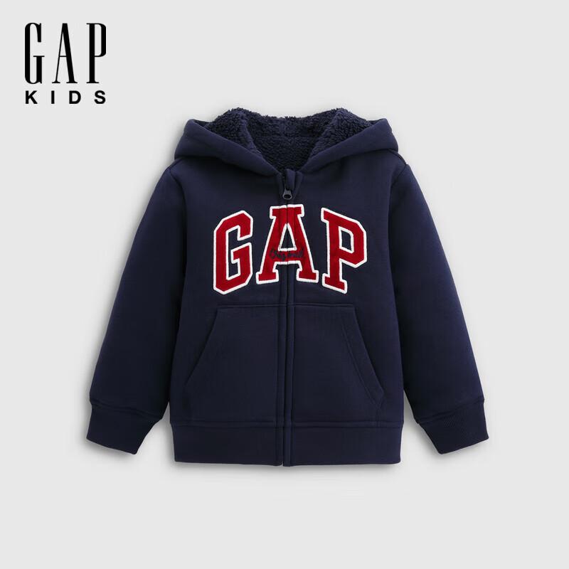 Gap Toddler Boy Faux Lambswool Logo Zipper Hooded Sweatshirt 110/56