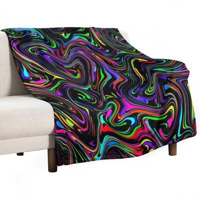 Manta de sofá con remolinos de arcoíris neón, derrame de aceite psicodélico, pesada para dormir, manta de lujo para acampar, sofá