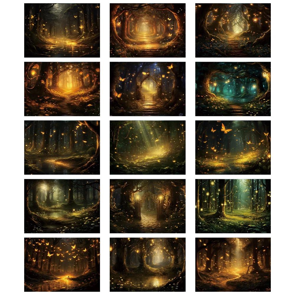 30pcs/Pack Retro Material Paper DIY Decorative Scrapbook Base Paper Firefly Forest Series Dreamscape Handbook Collage Paper