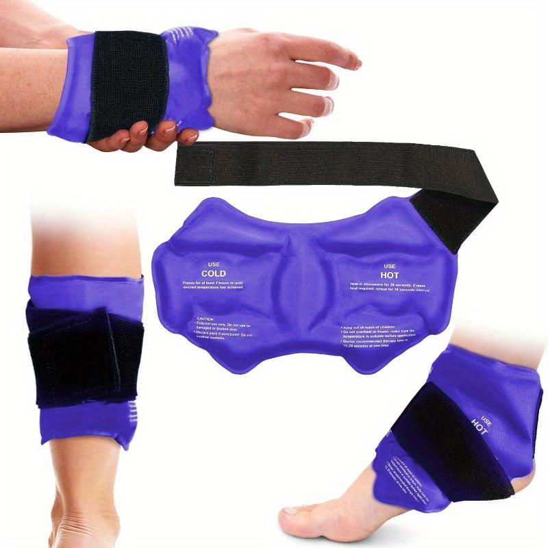 Reusable Gel Ice Pack for Ankle Wrist Joint Cold Compress Wrap with Adjustable Strap for Pain Relief and Swelling