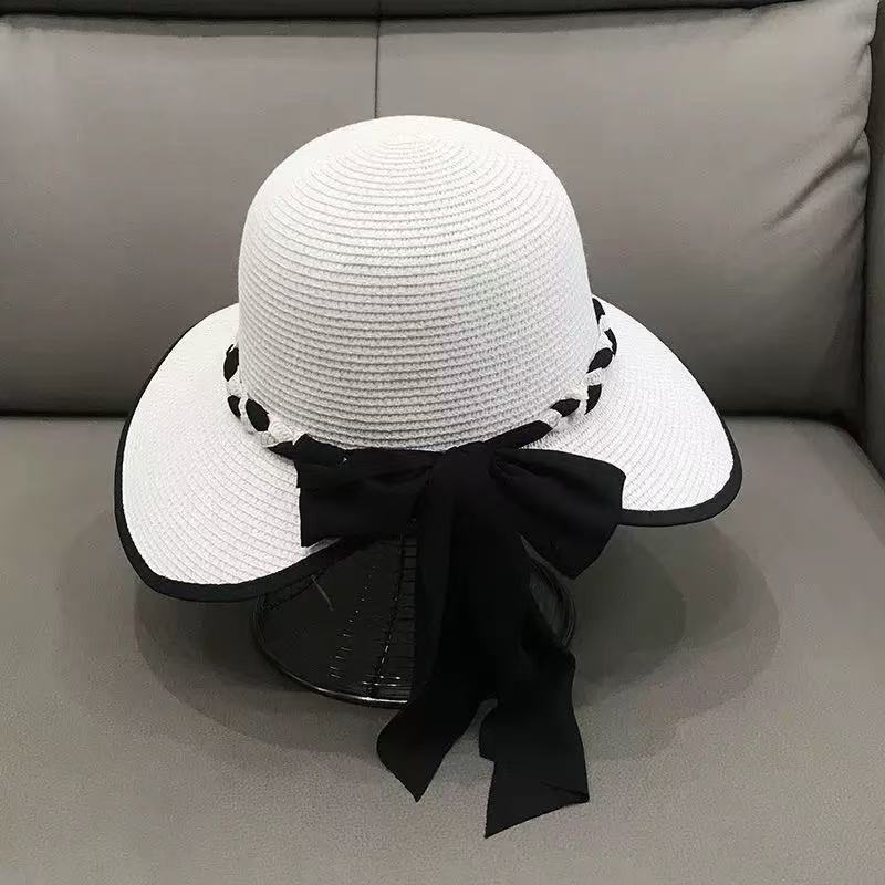 French straw hat women's summer sunshade sunscreen hat seaside beach vacation sun hat UV protection fisherman cool hat