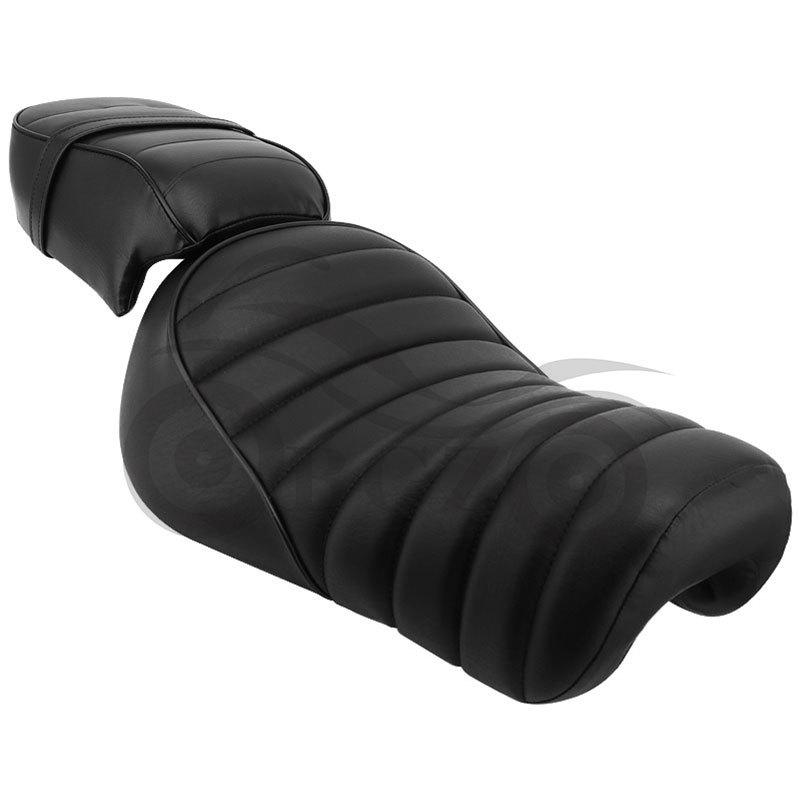 Harley XL883/1200 Front & Rear Seat Cushions with Front Seat Bag (Black, 2016-2021)