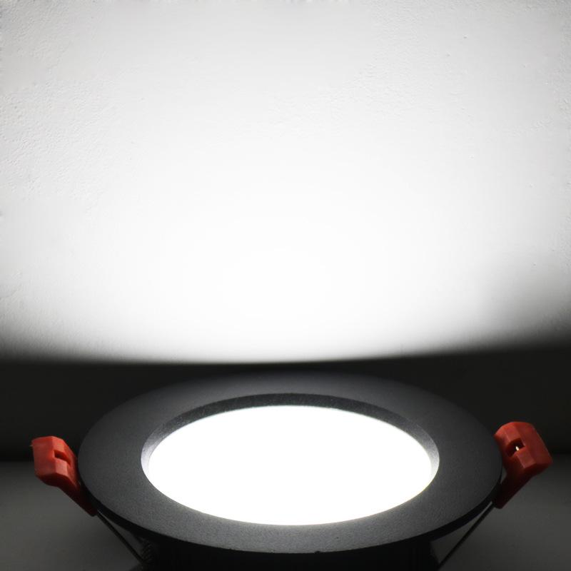 Sleek Black Recessed LED Downlight, Aluminum, Ultra-Thin, 6W-20W, 4-Inch, 12cm, All White Design for Engineering Ceiling.