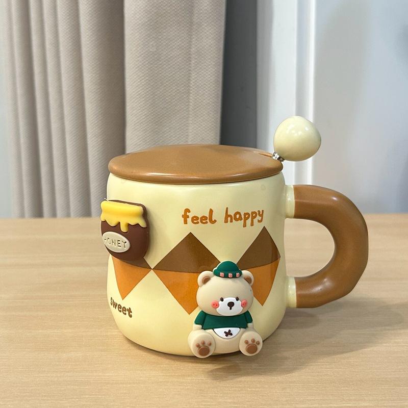 

Милая чашка-сувенир с поросенком, керамическая, с крышкой, кружка, большая емкость, чашка для воды, подарок на день рождения, чашка для девушки/пары 480ml