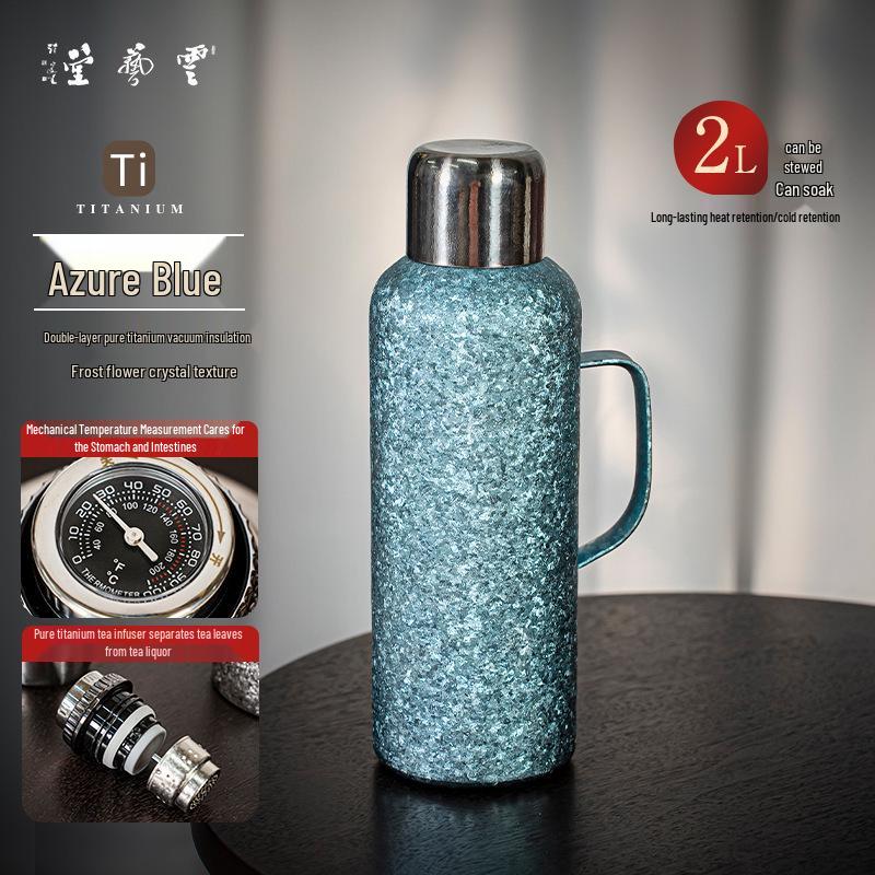 Premium Pure Titanium Double-Layer Insulated Kettle with Large Capacity, Titanium Alloy Inner Liner for Home Use and Stewing Tea.