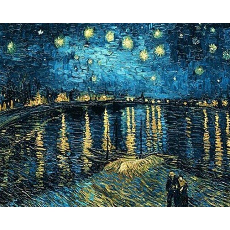 Diamantová maľba Van Gogh Hviezdna obloha Krajina pre dospelých Vyšívanie Mozaika Celé zvieracie kamienky Ručná práca Darček