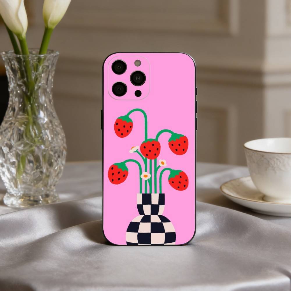 Ins Cute Colorful F-Fruit Phone Case For iPhone 17,16,15,14,13,12,11 Plus,Pro Max,XS,Soft Silicone Black Cover
