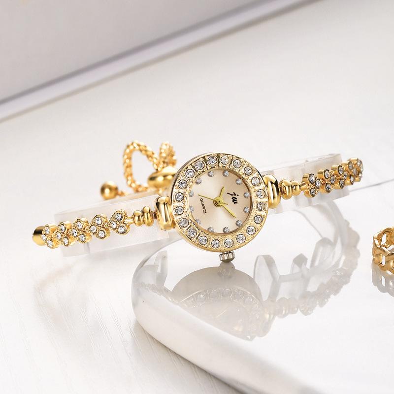 Montre-Bracelet Pleine de Diamants pour Femme Montre Bijou à Cordon Coulissant Niche Luxe Léger Montre à Quartz pour Femme