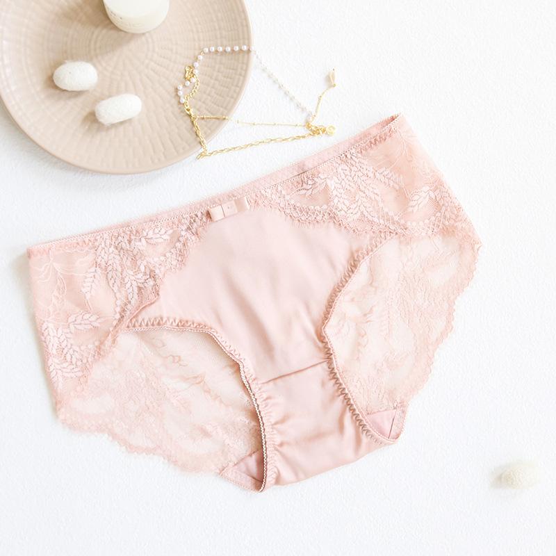 1 Pc Low Waist Sexy Lace Triangle Briefs Silky Smooth and High Elasticity Silk Home Underwear Briefs