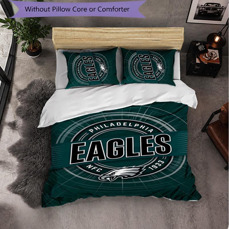 Set Biancheria da Letto in Microfibra con Fantasia Philadelphia Eagles 3 Pezzi Decorativo Copripiumino per Camera da Letto Uso Domestico
