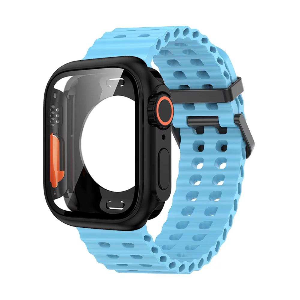 Ocean Silicone Strap+PC Case For Apple Watch Band  Series 11 10 46mm Metal Buckle Sports Bracelet Wristband iWatch 9 8 7 6 5 SE