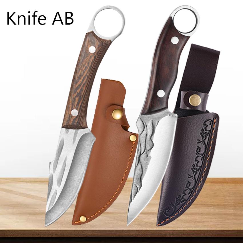 Stainless Steel Kitchen Knife Boning Knife Meat Cleaver Handmade Forged Chef's Knife Wooden Handle Butcher Knife for Household