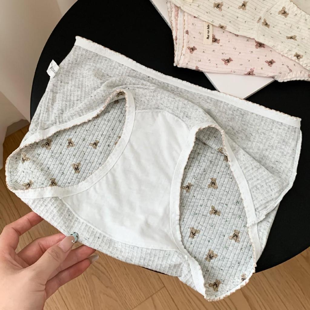 Sweet Bear Women's Mid-Waist Soft Modal Panties with Pure Cotton Antibacterial Crotch