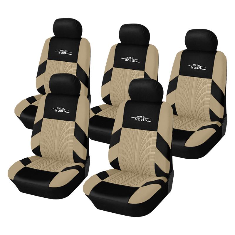 2/5pcs Car Seat Covers Set Universal Fit Most Cars Covers with Tire Track Embroidery Detail Styling Car Seat Protector