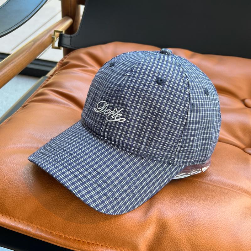 Spring and Summer Letter Embroidery Soft Top Baseball Cap Female Fresh Versatile Plaid Cap Showing Face Small Male Trend