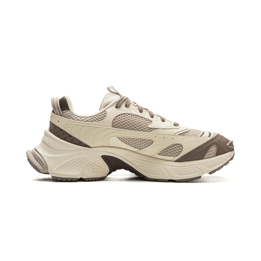 Li Ning Xingji Cushioning Abrasion Resistant Breathable Low Top Chunky Sneakers Men's Beige Brown AGCV353-3