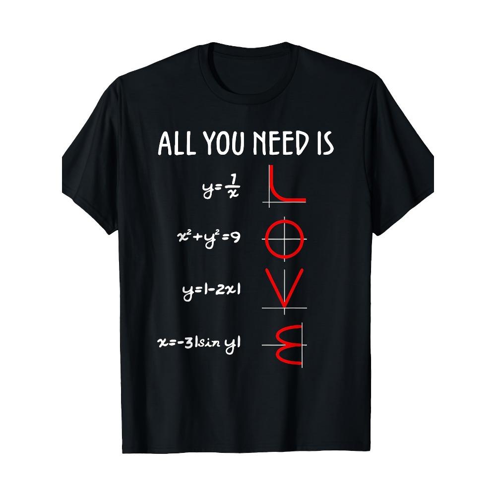 Romantic Math Equation "LOVE" Print T-Shirt Casual Short Sleeve Top for Men and Women Korean Style