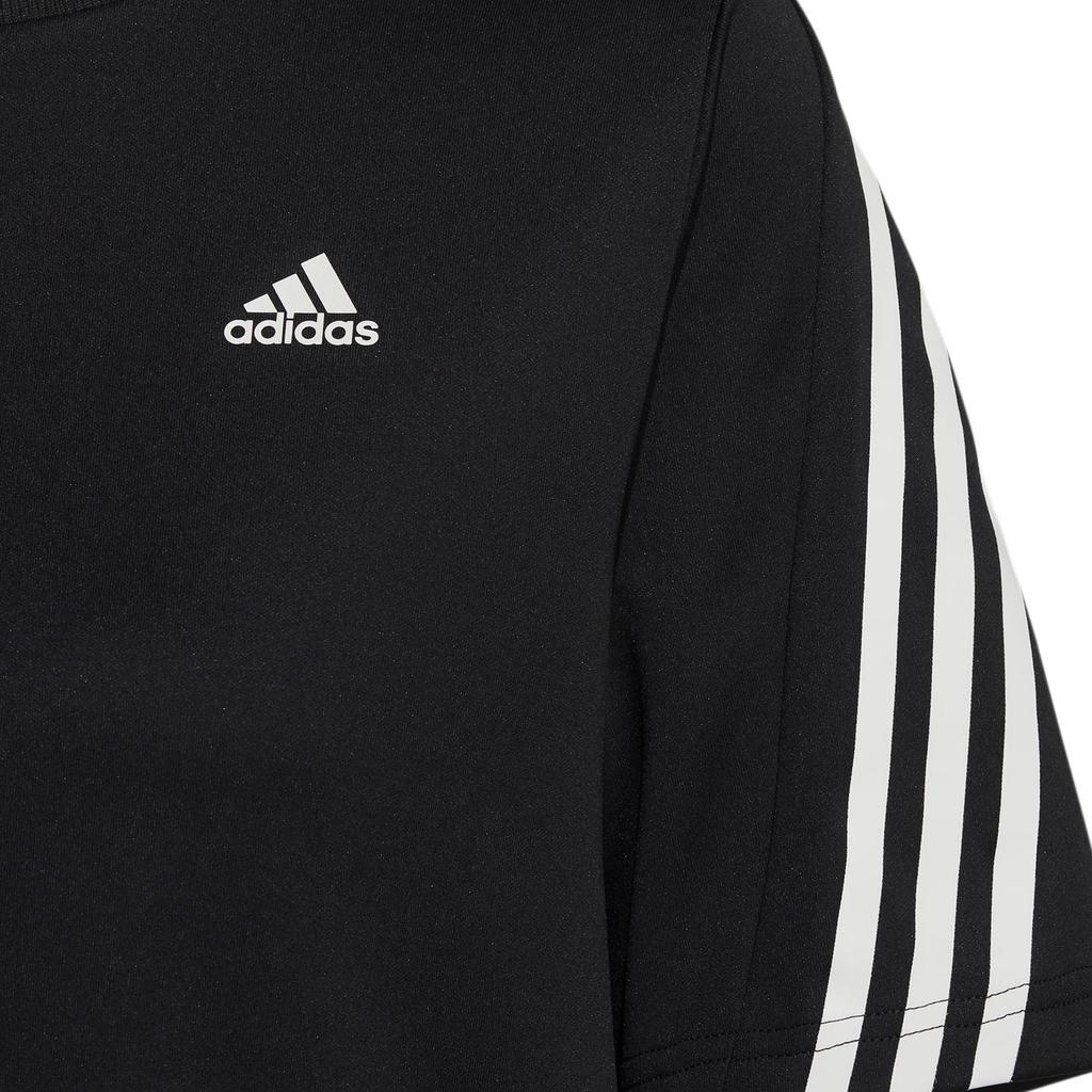 Adidas 24/7 Short Sleeve Tee Logo Print Striped Trim Ribbed Comfortable Crew Neck T-Shirt Women Tops Black H29488