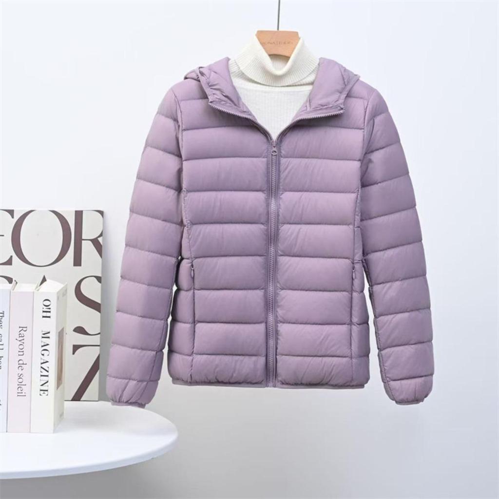 Autumn Winter New Women's Lightweight Down Jacket Short Hooded Slim Plus Size White Duck Down Coat