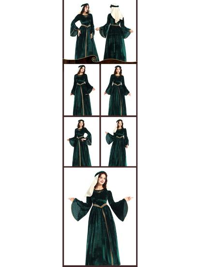 Kinder Retro Halloween Mittelalterliches Palastball Kostüm mit Trompetenärmeln