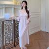 Women Ice Silk Sleep Dress With V Neck Sleeveless Design For Home Comforts