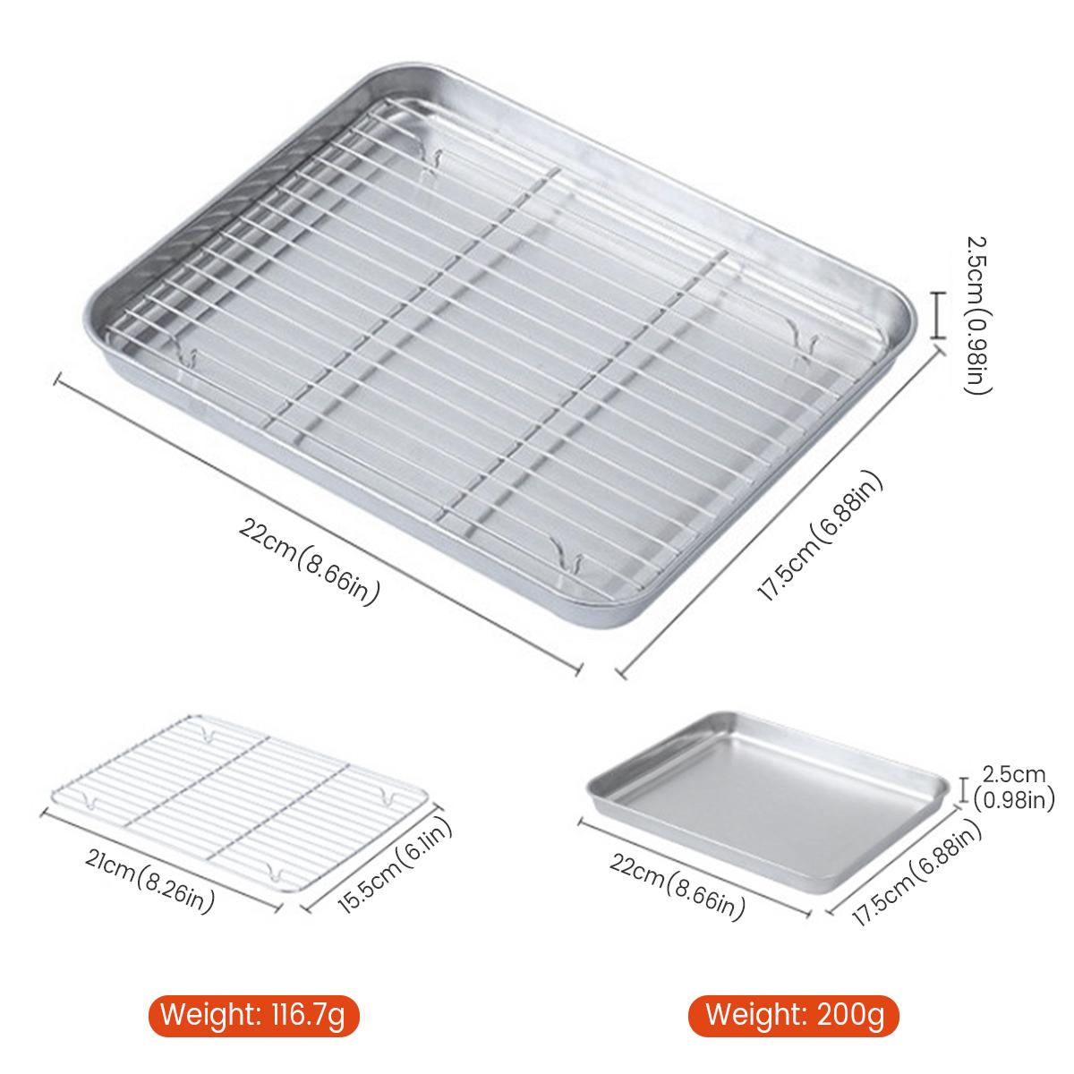 

304 Stainless Steel Fruit Cake BBQ Tray Removable Cooling Rack Nonstick Barbecue Tray Square Baking Plate Kitchen Baking Tray