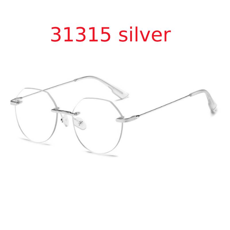 Metal Rimless Glasses Frame Women Prescription Anti-blue Light Myopia Optical Oval Eyewear 0 -0.5 -1.0 -1.5 To -5.0