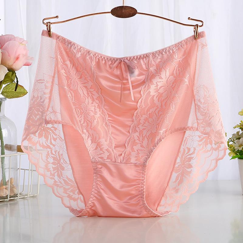 Plus Size Sexy Lace Seamless Panties High-Rised Mesh Briefs Soft Breathable Underpants Lightweight Underwear