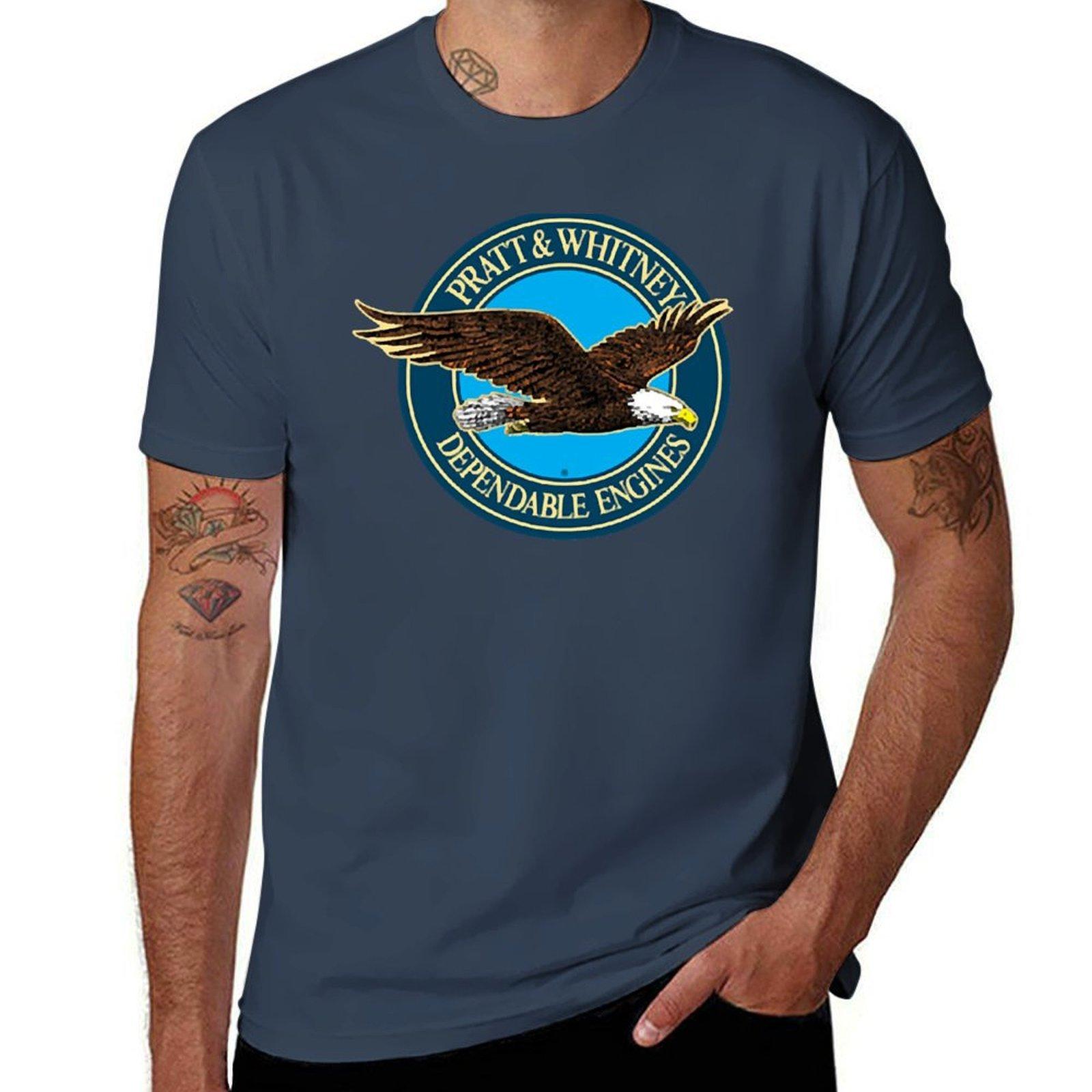 Pratt Whitney Logo Tshirt Basic Solid Color Short Sleeve Cotton Top S