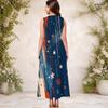 Women Plus Size Keyhole Neck Sleeveless Printed A Line Maxi Dress
